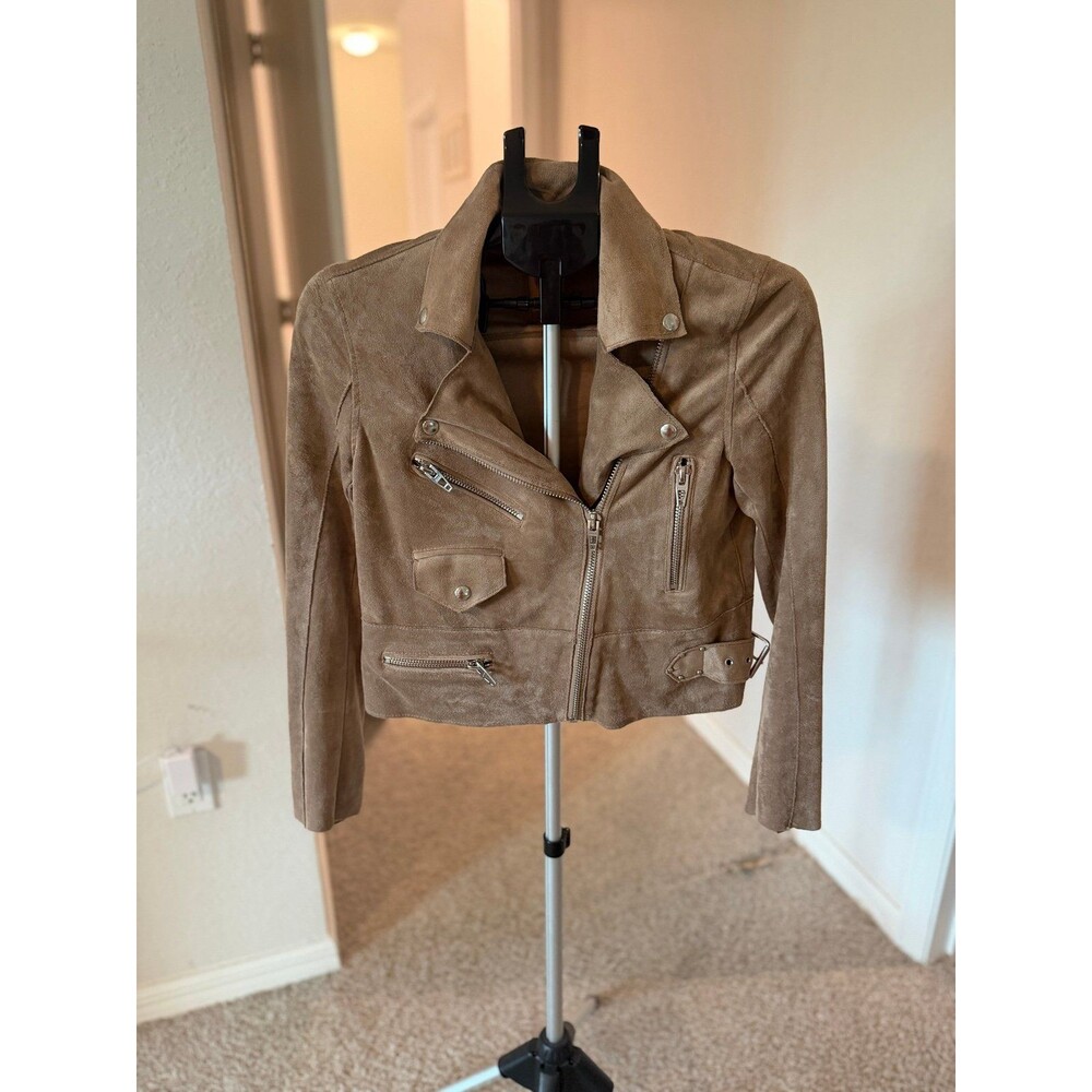 BlankNYC Faux Suede Moto Biker Jacket in Tan Women’s XS EUC!